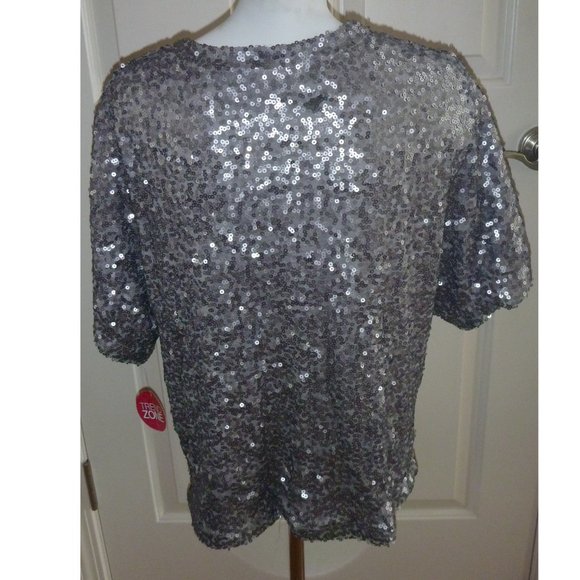 Jrs Silver Sequins Kimono Evening Jacket Sz S/M - Picture 2 of 2